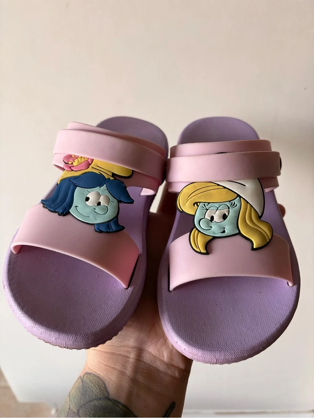 Girls' Pink Smurfette-Style Slide Sandals - Comfortable Kids Slides